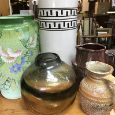 A collection of art vases and jugs, this lot cannot be posted