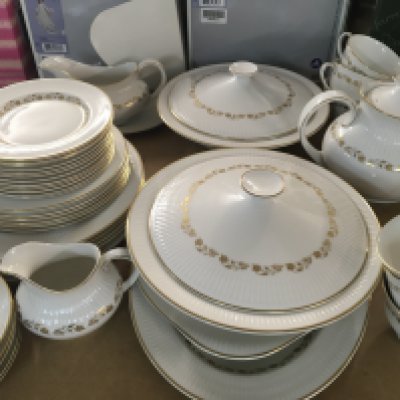 A Royal Doulton Fairfax dinner service including tureens plates cups saucers tea pot .