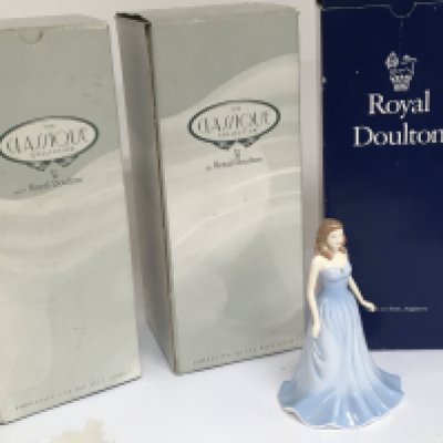 Three boxed Royal Doulton figures The Classique figures and one other unboxed Doulton figure. (4)