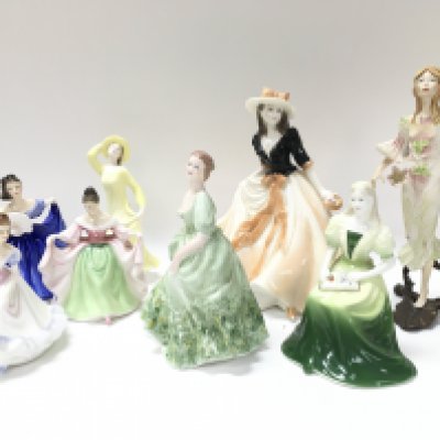 A collection of porcelain lady figures including Doulton, Coalport, Worcester etc. This lot cannot be posted
