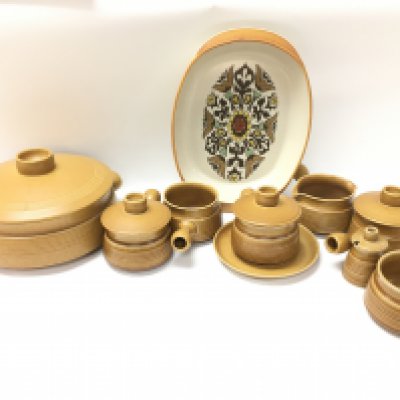 A collection of Denby Langley Ware including Coffee pot, bowls, cups, saucers and plates This lot cannot be posted