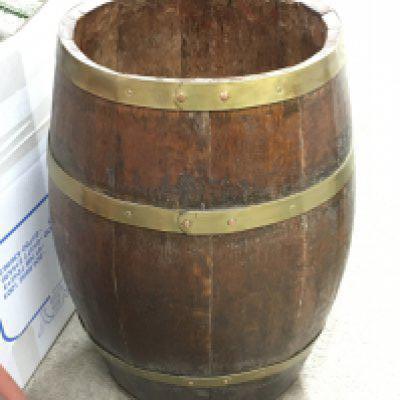 An oak metal bound stick stand , 56cm tall