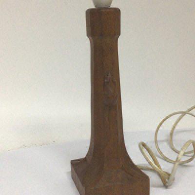 A Carved oak Mouse Man Robert Thompson table lamp. Height 25cm.In house postage available (C)