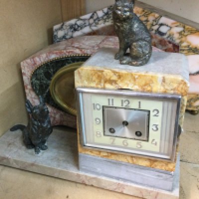 Three marble mantle of Art Deco form .