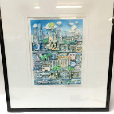 A framed 3 dimensional Charles Fazzino pop art paper construction titled Miami Heat. 312/475 ,Frame dimensions 52x60cm. This lot cannot be posted