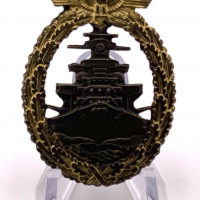 A WWII German Kriegsmarine high seas fleet badge made by Adolf Bock, Berlin. (A)