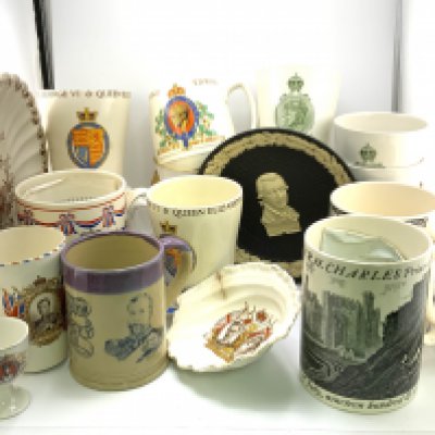 A collection of commemorative ceramics. (D) farthing conditions.
