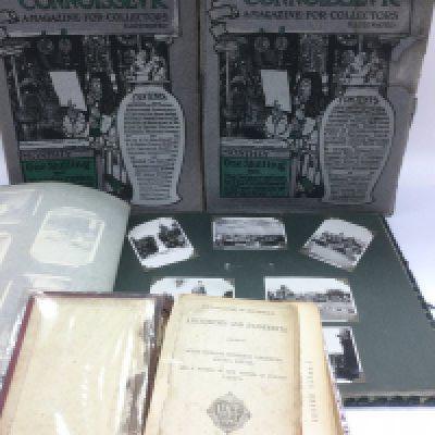 A box of Edwardian Connoisseur magazines, a photograph album and a Mrs Beeton book of household amusements and enjoyments. Shipping category C.