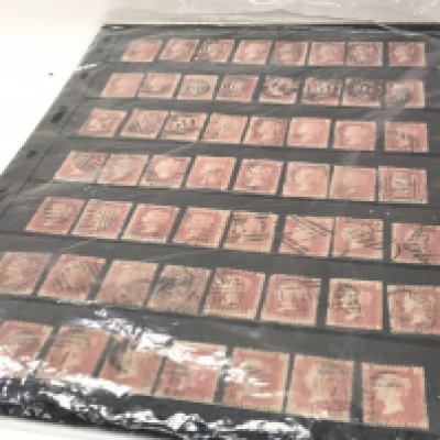 9 sheets of Victorian 1d Penny red stamps (504 in total). Postage category B