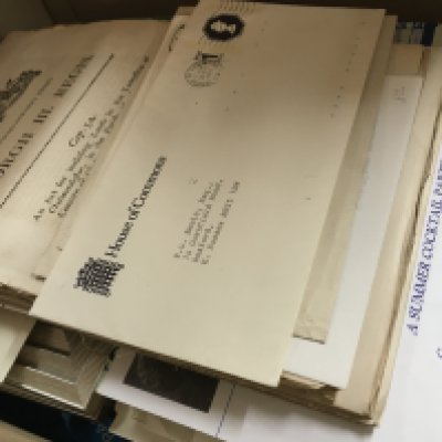 House of Commons miscellaneous items including a signed book from the Members Cloakroom, various acts of parliament, signed photos etc