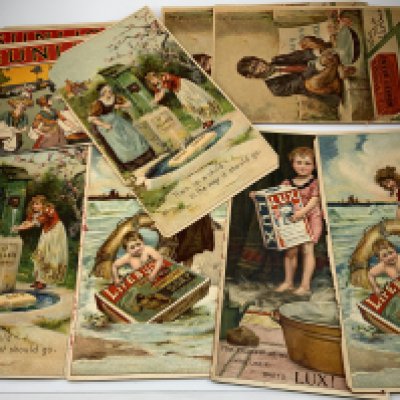 A good collection of advertising cards together with an album of greetings cards.