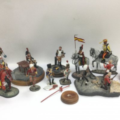 A collection of cast painted lead figures of Napoleonic and later soldiers.Shipping category D.