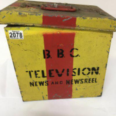 A Vintage BBC Television NewsReel painted tin box
