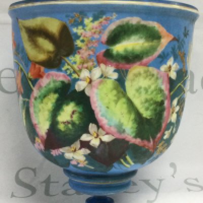 A Victorian hand painted and gilt floral wall mount jardiniere. This lot cannot be posted. NO RESERVE