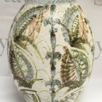 A Denby pottery studio vase, decorated in tones of green, browns, grey , 31.5cm tall approximately .this lot cannot be posted. NO RESERVE