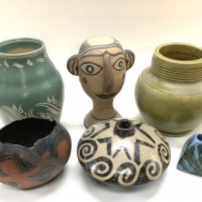 6 Vintage studio pottery vases. (D)