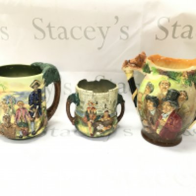 Limited edition Royal Doulton porcelain jugs including The wandering minstrel loving cup, John Peel Loving cup