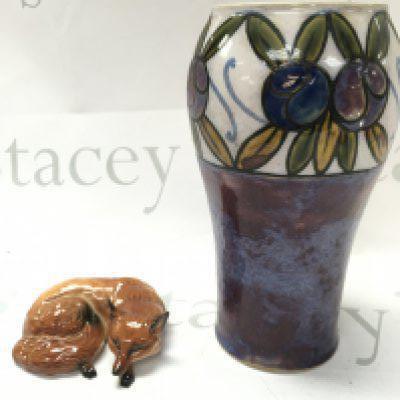 Royal Doulton vase and Beswick porcelain fox figure. This lot cannot be posted