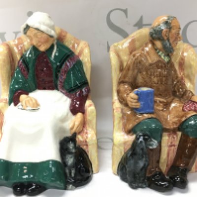 A pair of Royal Doulton figures , Uncle Ned and Forty Winks . No obvious damage or restoration