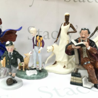 Royal doulton porcelain figures including The Professor, Off To School, The Young Master, May, Charlotte etc. no obvious damage or restoration.this lot cannot be posted