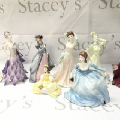 A collection of Coal port and Royal Worcester porcelain figures including Bridesmaid, Masquerade etc
