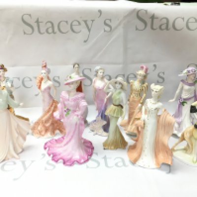 A collection of Coalport porcelain lady figures. No obvious damage or restoration