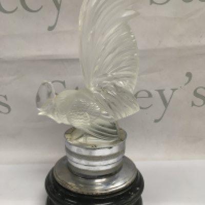 A Lalique car mascot in he form of a cockerel . 30 cm .