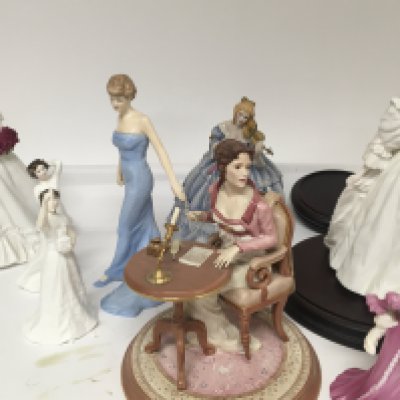A collection of Coalport and other porcelain figures Lady Diana 1981 and others.