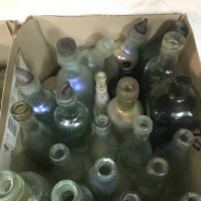 A collection of various 19th/ early 20th Century glass bottles including a Leigh On Sea bottle, R White, Schweppes etc . This lot cannot be posted