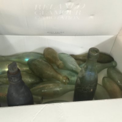A collection of various 19th/ early 20th Century glass bottles including ones of torpedo shape.