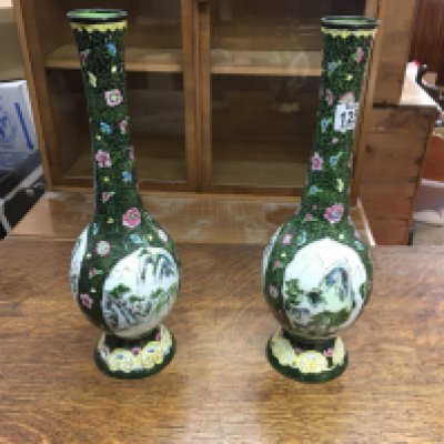 A pair of Chinese republic enamel vases.