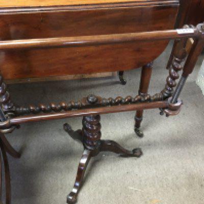 A Victorian Tapestry stand with barley twist column on cabriole legs .