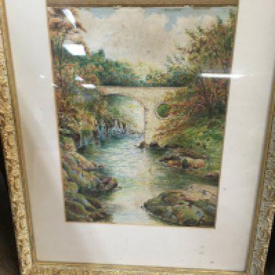Two framed watercolours country side views.