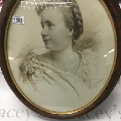 An signed and dated watercolour ink wash portrait, "szenes 1922".