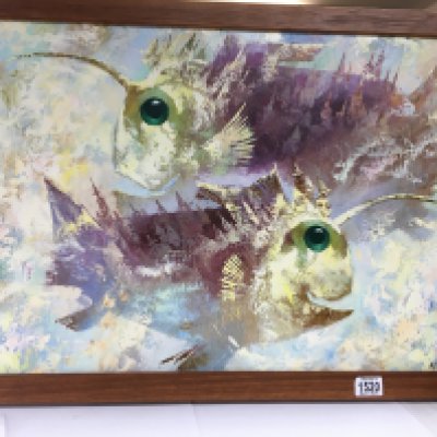 An oil on canvas painting by Mikhail brovkin called 'composition'. approx size 50x70cm.