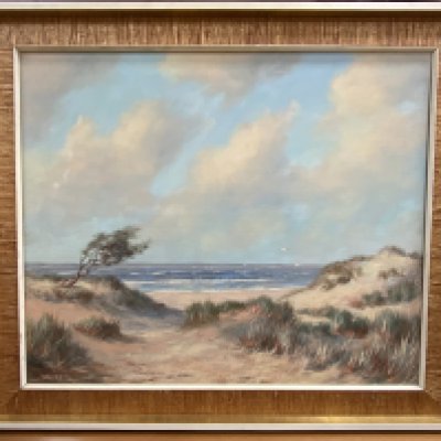 Oil open canvas, coastal scene. Signed lower left J Steensme ?. 71cm x 61cm. NO RESERVE