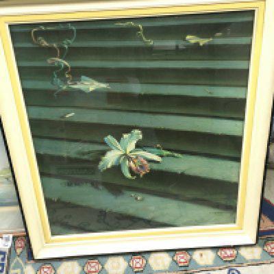 A circa 1970 lost orchid Tretchiko print . Frame dimensions 57x64cm
