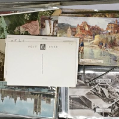 Four boxed files containing a good selection of Vintage and retrospective copy post cards including Judges cards and many others a mixed lot. NO RESERVE