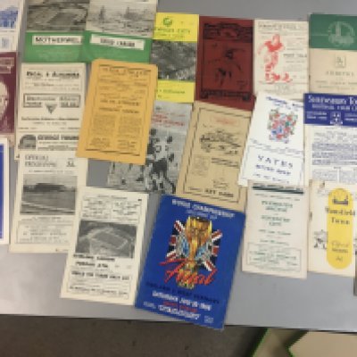 A bag containing 1960'S football programmes including Scottish clubs .