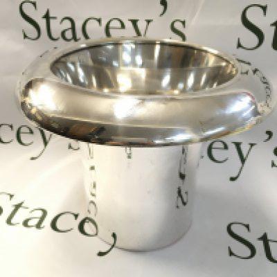 A 1980s silver plated top hat wine cooler, 23.5cm tall , 30cm wide approximately . Postage category C