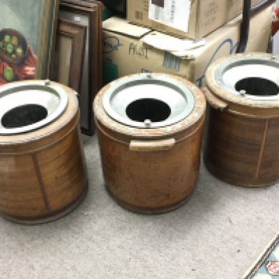 1930s deck bins. 33cm wide 30cm tall.