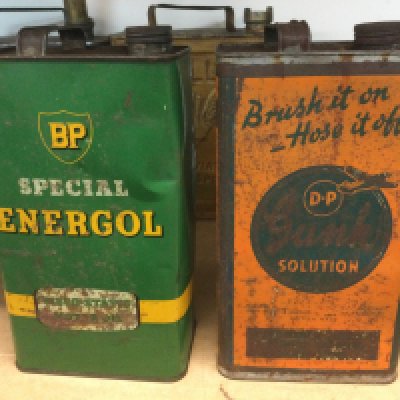 A vintage BP Special Energol one gallon can and a DP Solution one gallon can plus contents (2). Shipping category D.