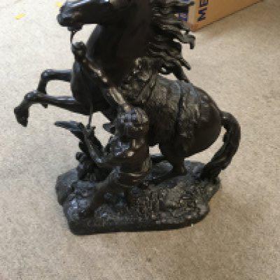 A large bronze spelter Marley horse figure.