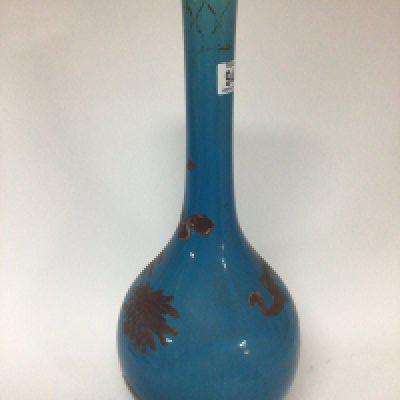 A Japanese late 19th century large blue glazed bottle vase. Height 50cm. NO RESERVE