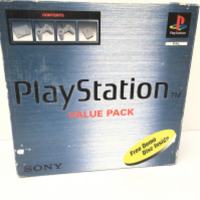 A boxed Sony PlayStation console. Includes cable. No reserve