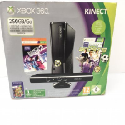 A boxed XBOX 360 250GB. KINECT. Includes manual..cables..sensor. No reserve