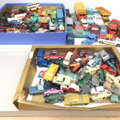 A Collection in excess of 100 Playworn diecast model vehicles.. manufactured by Corgi, Dinky, Lesney etc. no reserve