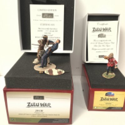 2x boxed Minature Military models by Britain in the Zulu War series. Features 20130 Pulleines End and 50018C 24th Bugle boy. Ltd edition with certificates. No reserve
