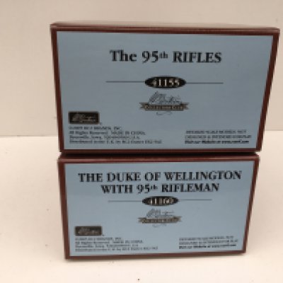 2x boxed Britain Minature military model sets featuring 41155 The 95th rifles and 41160 The Duke of Wellington with 95th rifleman. No reserve.