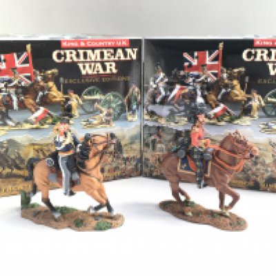 2 X Boxed King And Country Crimean Figures. 17th Lancer Bugler And Mounted 93rd Highland Officer.